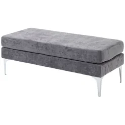 HOMCOM 47.75 Inches End Of Bed Bench, Upholstered Entryway Bench With Double Layer Seat Cushions And Steel Legs, Bedroom Bench -Famous Furniture Store GUEST 4271afe5 937f 45dd 8d83 294fa44bff51