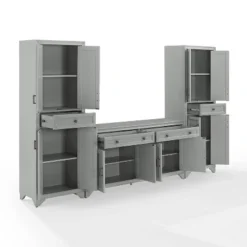 3pc Tara Entertainment Set With Closed Storage Distressed Gray - Crosley -Famous Furniture Store GUEST 4320cc2d b216 4aaf a358 c0548d529614