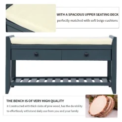 Entryway Storage Bench With Cushioned Seat, Shoe Rack And Drawers-ModernLuxe -Famous Furniture Store GUEST 43bc42cc 5a6d 40f8 9ae8 4654d2421330