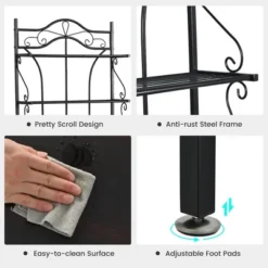 Costway 5-Tier Metal Kitchen Bakers Rack Microwave Storage Rack Oven Stand With Wine Organizer -Famous Furniture Store GUEST 43bd73a8 ef85 4a87 8684 000c1e4425a9