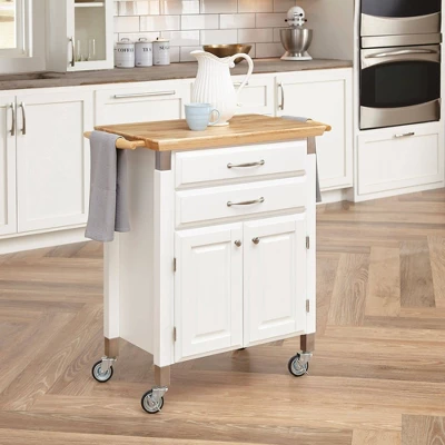 Small Dolly Madison Kitchen Cart With Natural Top Off White - Homestyles 4 Small Dolly Madison Kitchen Cart With Natural Top Off White - Homestyles - Image 2