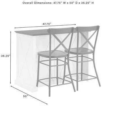 Clifton Kitchen Island With Camille Stools Distressed White/Black - Crosley 12 Clifton Kitchen Island With Camille Stools Distressed White/Black - Crosley - Image 10
