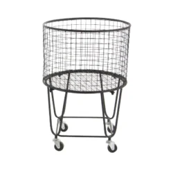 Industrial Metal Storage Cart Round Black CosmoLiving By Cosmopolitan