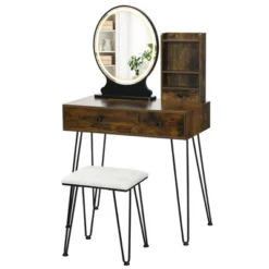Costway Vanity Table Set Lighted Mirror Storage Drawer Shelf Cushion Stool 20 Costway Vanity Table Set Lighted Mirror Storage Drawer Shelf Cushion Stool -Famous Furniture Store GUEST 44e67dd6 0bf2 455b 80f5 a9dc028e5168