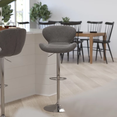 Merrick Lane Adjustable Height Barstool Contemporary Bar Height Stool With Curved Back And Metal Base With Footrest 3 Merrick Lane Adjustable Height Barstool Contemporary Bar Height Stool With Curved Back And Metal Base With Footrest