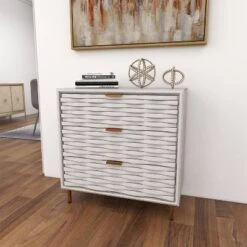 Contemporary Carved Woven Pattern 3 Drawer Wood Cabinet White - Olivia & May 30 Contemporary Carved Woven Pattern 3 Drawer Wood Cabinet White - Olivia & May -Famous Furniture Store GUEST 453155d0 16dd 49b4 af53 541a15f5fd36
