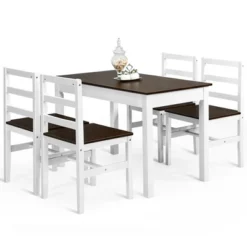 Costway 5pcs Dining Set Solid Wood Compact Kitchen Table & 4 Chairs Modern -Famous Furniture Store GUEST 4595ff54 0799 4f8d a17d 145678376eb4
