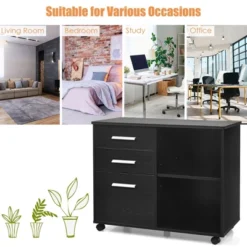 Costway 3-Drawer File Cabinet Mobile Lateral Cabinet Printer Stand EspressoBlack -Famous Furniture Store GUEST 459684ed 950d 4c18 8195 7535ad271e14