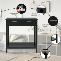 Costway Accent Console Table Entryway Sofa Foyer Table Storage Shelf W/2 Drawers -Famous Furniture Store GUEST 45a93154 e072 49d4 8a99 03e57704ddd1