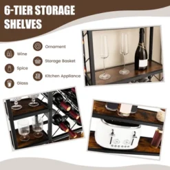 Costway Industrial Wine Rack Multi-purpose Freestanding Bakers Rack With Glass Holder -Famous Furniture Store GUEST 45b1a900 dd21 4a58 83d6 464bfac68bf1