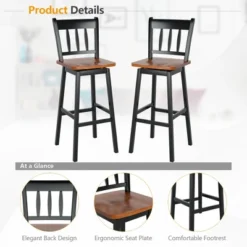 Costway Set Of 4 Swivel Bar Stools 30.5'' Pub Height Dining Bar Chairs CreamBlack -Famous Furniture Store GUEST 461ddd5d b646 48c9 8308 d8fa31374f7b