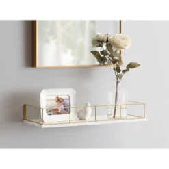 24" X 8" Benbrook Decorative Wall Shelf White - Kate & Laurel All Things Decor -Famous Furniture Store GUEST 4658982c e2b5 4b58 8756 18803436d1ab