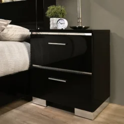 2pc Shorehaven Contemporary Nightstand And Bed Set Black/Chrome - MiBasics -Famous Furniture Store GUEST 48431905 39b3 43ed b8b8 bf826f09a8c7
