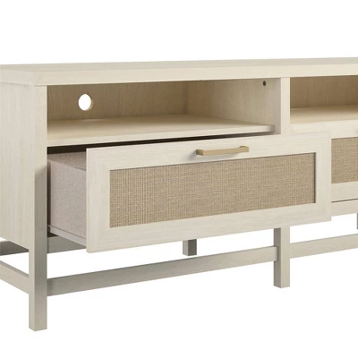 Latta TV Stand For TVs Up To 60" With Faux Rattan Ivory Oak - Room & Joy 8 Latta TV Stand For TVs Up To 60" With Faux Rattan Ivory Oak - Room & Joy - Image 6