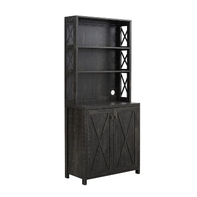 Home Source Elegant Charcoal Bar Cabinet | Kitchen Cabinet With Microwave Stand 3 Home Source Elegant Charcoal Bar Cabinet | Kitchen Cabinet With Microwave Stand