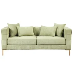 80.5" Modern Upholstered Sofa With Golden Metal Legs And 4 Pillows-ModernLuxe -Famous Furniture Store GUEST 48baf446 9263 4bef 8901 68aeb674af0a