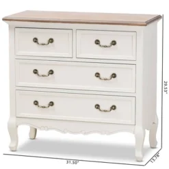 Amalie 4 Drawer Accent Dresser White/Oak - Baxton Studio -Famous Furniture Store GUEST 49f23f78 9a93 46af a965 113707fe3fca