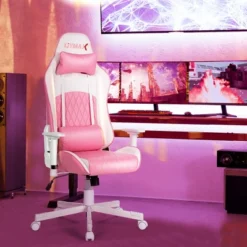 Costway Gaming Chair Racing Style Adjustable Swivel Computer Office Chair Pink -Famous Furniture Store GUEST 49f85e10 1867 4b1d 9ca9 21cd4cedc8e2