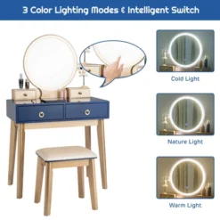 Tangkula Vanity Table Set 3 Color LED Light Touch Screen Mirror W/ Stool Black/Navy -Famous Furniture Store GUEST 4ab4f4b6 0729 43ba 8b3d 0265d4c3bfc5
