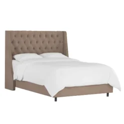 Arlette Nail Button Tufted Wingback Bed In Velvet - Skyline Furniture