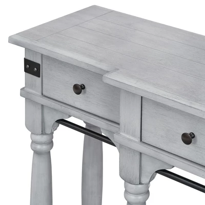 Vintage Style 60" Console Table With Storage Drawers And Bottom Shelf - ModernLuxe 9 Vintage Style 60" Console Table With Storage Drawers And Bottom Shelf - ModernLuxe - Image 7