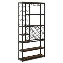Costway Industrial Wine Rack Multi-purpose Freestanding Bakers Rack With Glass Holder -Famous Furniture Store GUEST 4b7a7383 e540 4e0f 90bf 4fe41b51ffdb