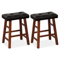Costway Set Of 2 Upholstered Barstools 24''/29'' Backless Rubberwood Dining Chairs Black&Brown 20 Costway Set Of 2 Upholstered Barstools 24''/29'' Backless Rubberwood Dining Chairs Black&Brown -Famous Furniture Store GUEST 4baae994 745e 44c9 97d9 1c84fe722260