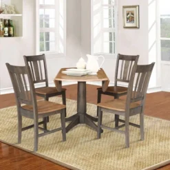 42" Round Dual Drop Leaf Dining Table With 4 Splat Back Chairs Hickory/Washed Coal - International Concepts 15 42" Round Dual Drop Leaf Dining Table With 4 Splat Back Chairs Hickory/Washed Coal - International Concepts -Famous Furniture Store GUEST 4bf4fa98 fbc4 439a bd55 633f66da7fdc