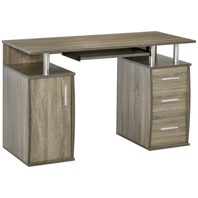 HOMCOM 47" Computer Desk With Keyboard Tray And Storage Drawers, Home Office Workstation Table With Storage Shelves 8 HOMCOM 47" Computer Desk With Keyboard Tray And Storage Drawers, Home Office Workstation Table With Storage Shelves - Image 6