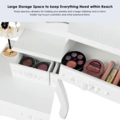 Costway White Vanity Jewelry Makeup Dressing Table Stool Drawer 16 Costway White Vanity Jewelry Makeup Dressing Table Stool Drawer -Famous Furniture Store GUEST 4ea12245 eabe 41e0 bbdb 1e31334750c0
