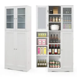Costway Tall Storage Cabinet Kitchen Pantry Cupboard With Tempered Glass Doors & Shelves Black/White 23 Costway Tall Storage Cabinet Kitchen Pantry Cupboard With Tempered Glass Doors & Shelves Black/White -Famous Furniture Store GUEST 4ea85a0a b96e 4272 9c38 201f5114d340