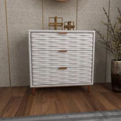 Contemporary Carved Woven Pattern 3 Drawer Wood Cabinet White - Olivia & May 39 Contemporary Carved Woven Pattern 3 Drawer Wood Cabinet White - Olivia & May -Famous Furniture Store GUEST 4f564e41 6fa4 427a 964f b9807e5bd351