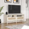 Latta TV Stand For TVs Up To 60" With Faux Rattan Ivory Oak - Room & Joy