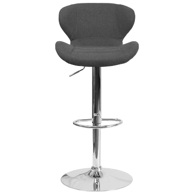 Merrick Lane Adjustable Height Barstool Contemporary Bar Height Stool With Curved Back And Metal Base With Footrest 5 Merrick Lane Adjustable Height Barstool Contemporary Bar Height Stool With Curved Back And Metal Base With Footrest - Image 3