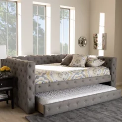 Anabella Daybed With Trundle - Baxton Studio -Famous Furniture Store GUEST 501739db ff1f 4c97 b997 9c3f64cb30f3