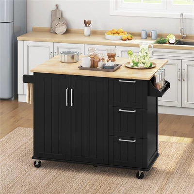 Yaheetech Rolling Kitchen Cart Kitchen Island With Storage Cabinet 3 Yaheetech Rolling Kitchen Cart Kitchen Island With Storage Cabinet