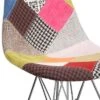 Emma And Oliver Milan Patchwork Fabric Chair With Chrome Base