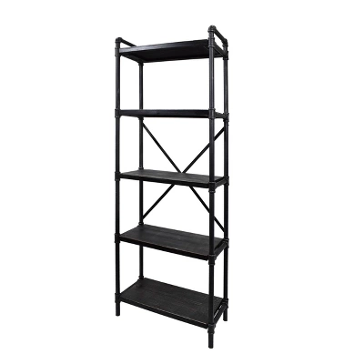 71" Driscoe Industrial 5 Shelf Firwood Bookcase Gray/Pewter - Christopher Knight Home 4 71" Driscoe Industrial 5 Shelf Firwood Bookcase Gray/Pewter - Christopher Knight Home - Image 2