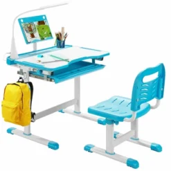 Costway Height Adjustable Kids Study Table And Chair Set W/Bookstand & Light Pink/Light Blue -Famous Furniture Store GUEST 5210f313 1ef2 42db 9264 fc55e2b9d3b1