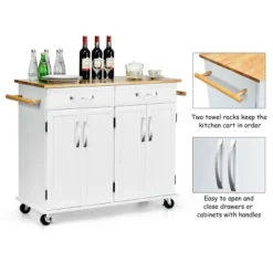 Costway Kitchen Trolley Island Utility Cart Wood Top Rolling Storage Cabinet Drawers White -Famous Furniture Store GUEST 5272ba4f eebc 43c1 bb93 f2744e9016d6