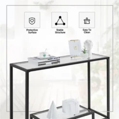 Yaheetech 2-Layer Tempered Glass Console Table Accent Glass Shelf For Hallway -Famous Furniture Store GUEST 528e61ee 3911 4df3 bc0b e6bf9fe4a910