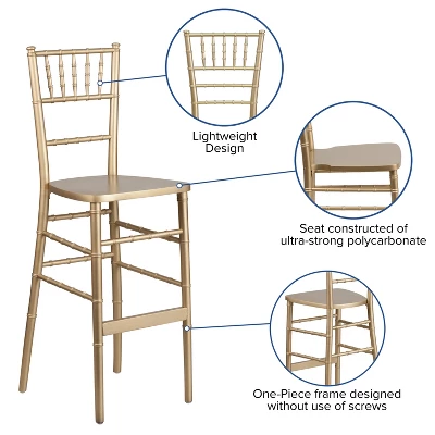 Flash Furniture HERCULES Series Gold Wood Chiavari Barstool 5 Flash Furniture HERCULES Series Gold Wood Chiavari Barstool - Image 3