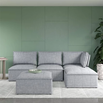 Sybil Modular Ottoman Gray Linen - Room & Joy 5 Sybil Modular Ottoman Gray Linen - Room & Joy - Image 3