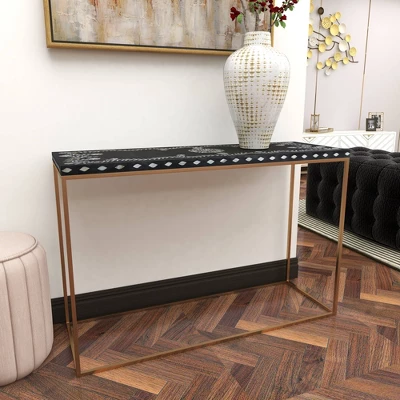 Eclectic Wood Console Table Gold - Olivia & May 16 Eclectic Wood Console Table Gold - Olivia & May - Image 14