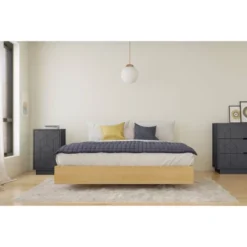 2pc Cameo Bedroom Set Natural Maple/Charcoal - Nexera -Famous Furniture Store GUEST 5435ff65 078b 41c9 92a4 999d9791838f
