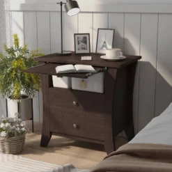 Banbridge 2 Drawer Nightstand With Open Shelf Espresso - HOMES: Inside + Out -Famous Furniture Store GUEST 54760853 a582 46e7 a6e1 d1e8e1ffe733