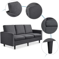 Yaheetech Modern Loveseat Sofa Upholstery Fabric 3-Seater Sofa Couch-Gray -Famous Furniture Store GUEST 54a2432d d6e5 440b 8d0d d3827c57f4a6