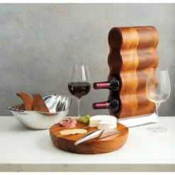 Nambe Handcrafted Acacia Wood Curvo Winery Rack With Alloy Metal Base Modern Design, Holds 4 Bottles, Brown Silver 9 Nambe Handcrafted Acacia Wood Curvo Winery Rack With Alloy Metal Base Modern Design, Holds 4 Bottles, Brown Silver -Famous Furniture Store GUEST 558f522f d2c8 494e 803a 7e43e3306f8f