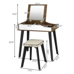 Costway Vanity Table Set With Flip Top Mirror Dressing Makeup Study Padded Stool -Famous Furniture Store GUEST 55b07c72 fe51 4b8d 9fc5 338917b03d7d