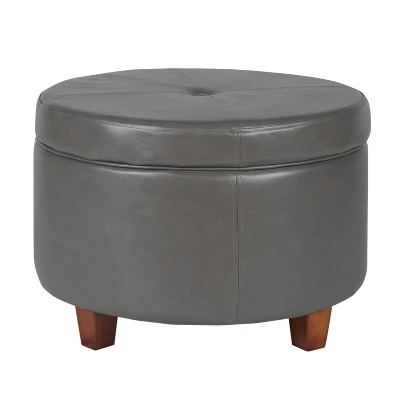 Large Round Storage Ottoman - HomePop 16 Large Round Storage Ottoman - HomePop - Image 14